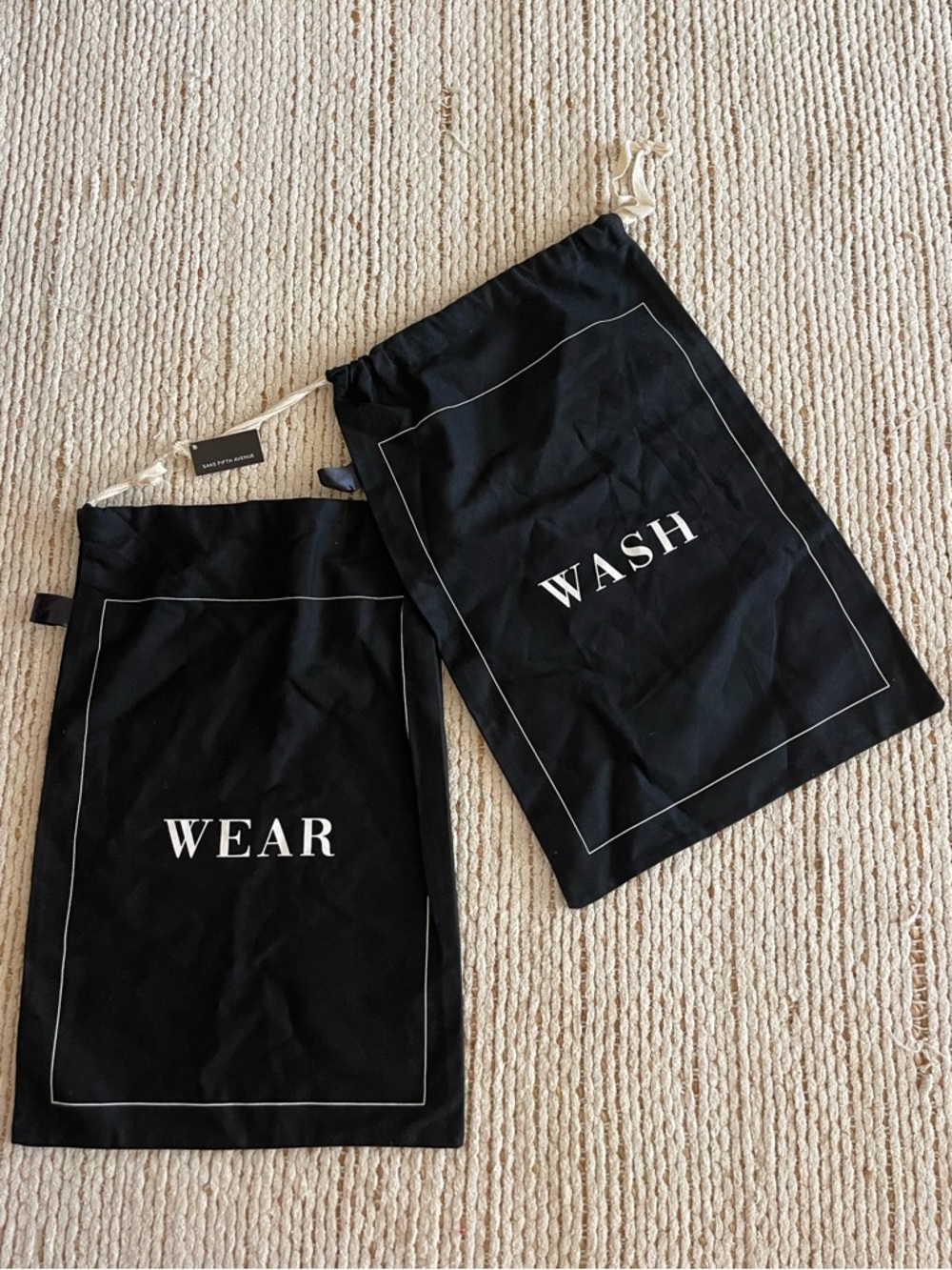 New pair of Saks Fifth Ave travel laundry or dust bags